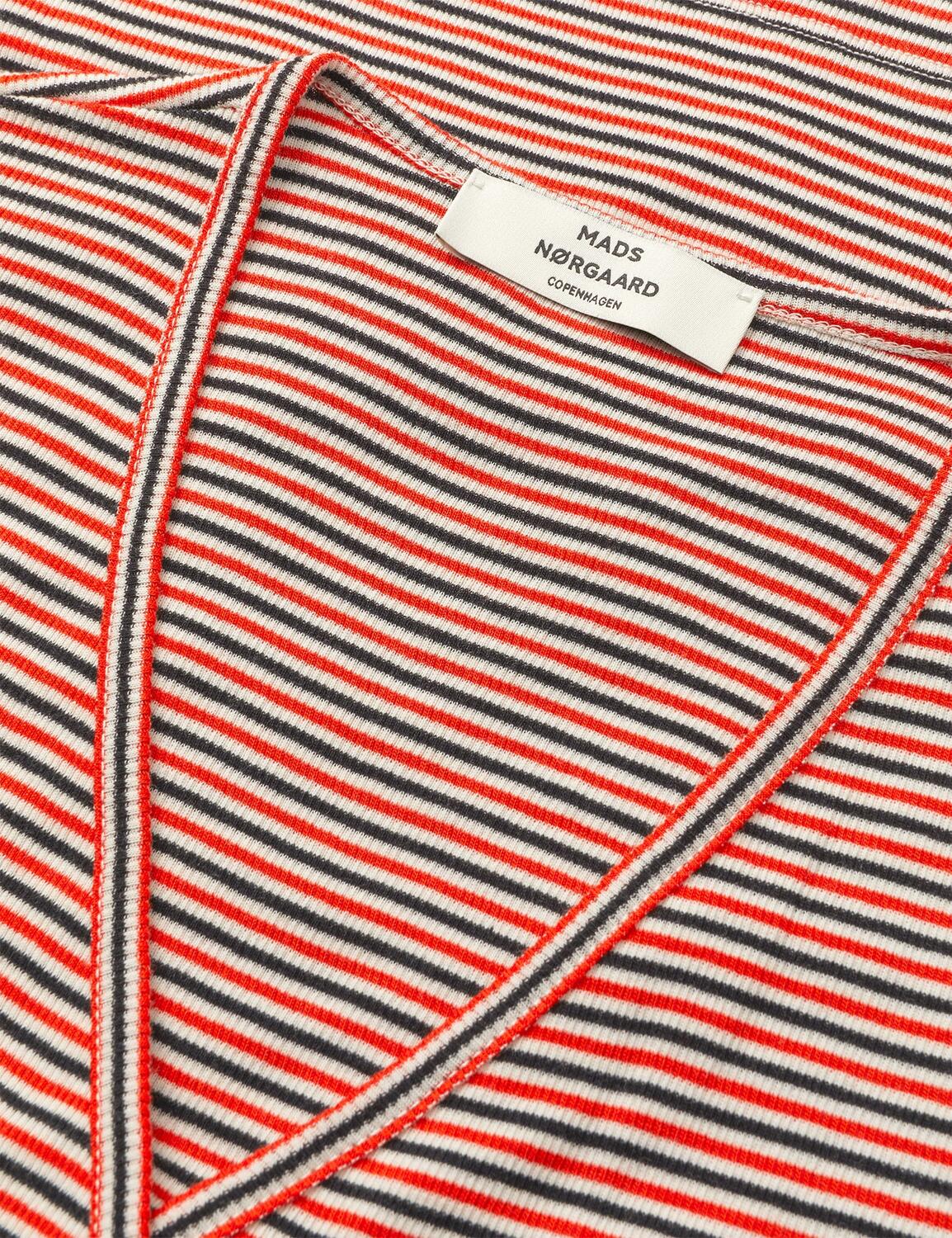 2X2 Cotton Stripe Susi langærmet t-shirt - Fiery Red/Vanilla Ice
